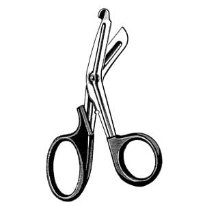 A pair of scissors on a white background.