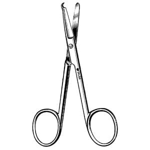 A pair of scissors on a white background.