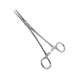 A pair of surgical scissors on a white background.