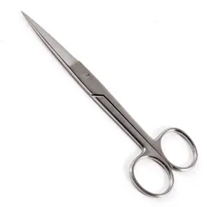 A pair of scissors on a white background.