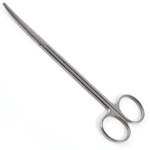 A pair of scissors on a white background.