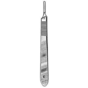 A black and white drawing of a knife.