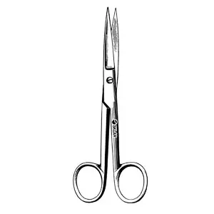 A pair of scissors on a white background.