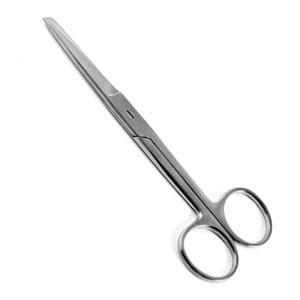 A pair of scissors on a white background.