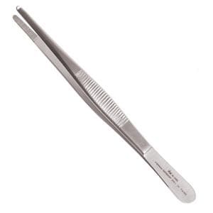 A stainless steel tweezers on a white background.