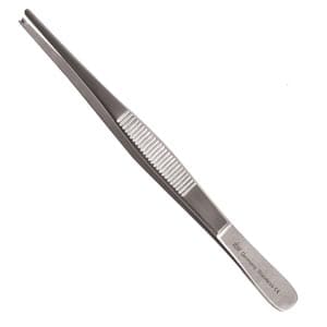 A stainless steel tweezers on a white background.