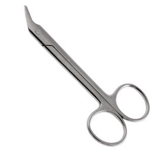 A pair of scissors on a white background.