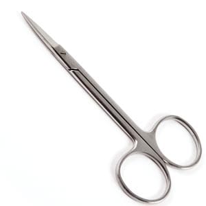 A pair of scissors on a white background.