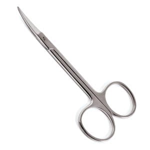 A pair of scissors on a white background.