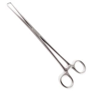 A pair of surgical scissors on a white background.