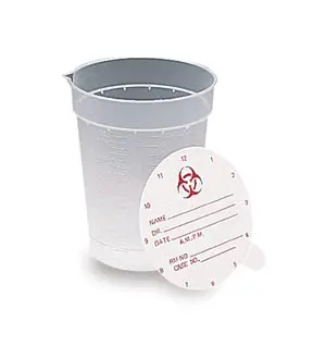 A plastic cup with a sticker on it