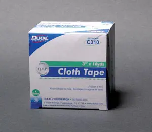 A box of cloth tape on a grey surface.