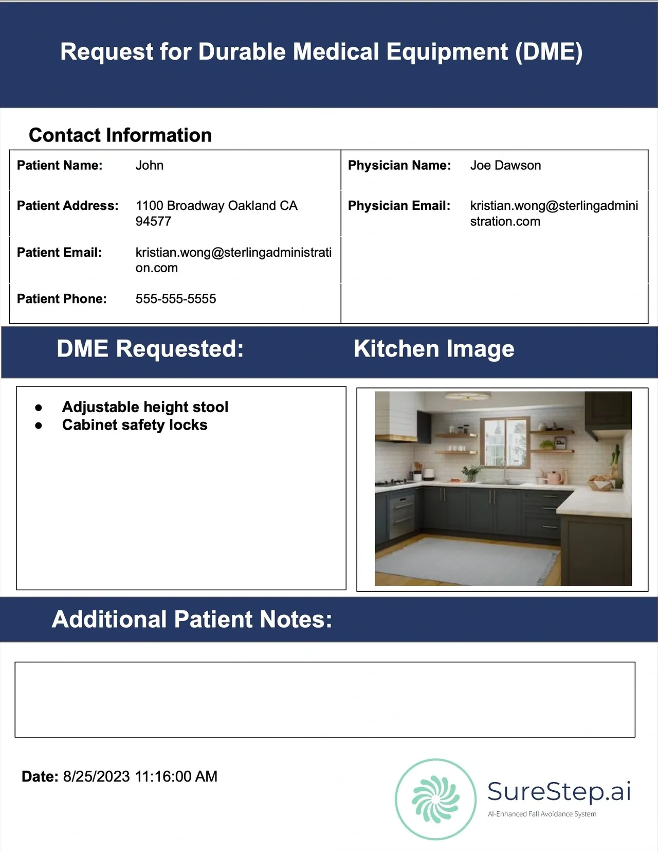 A patient information sheet with pictures of the kitchen.